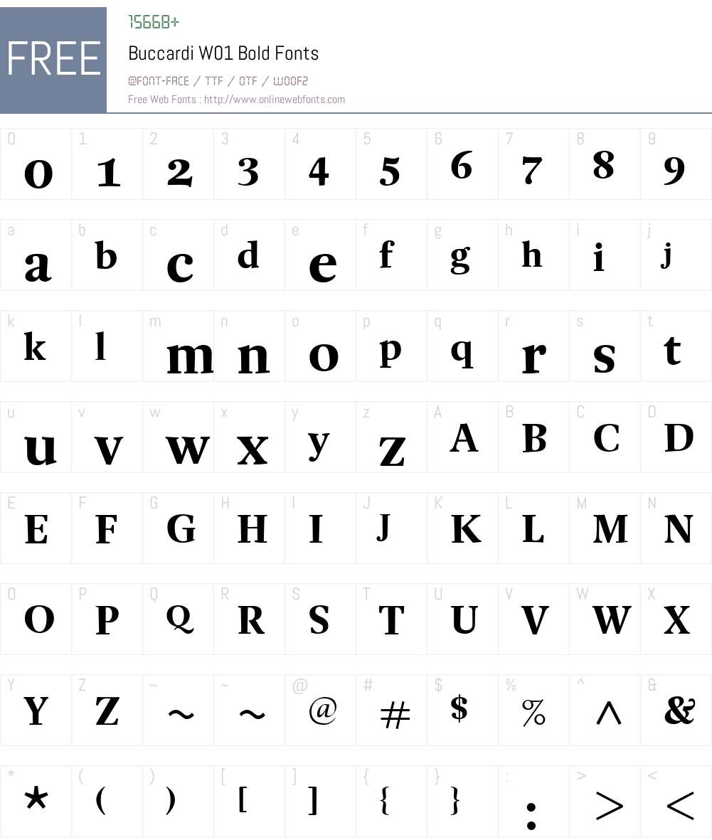 BuccardiW01-Bold Font Screenshots