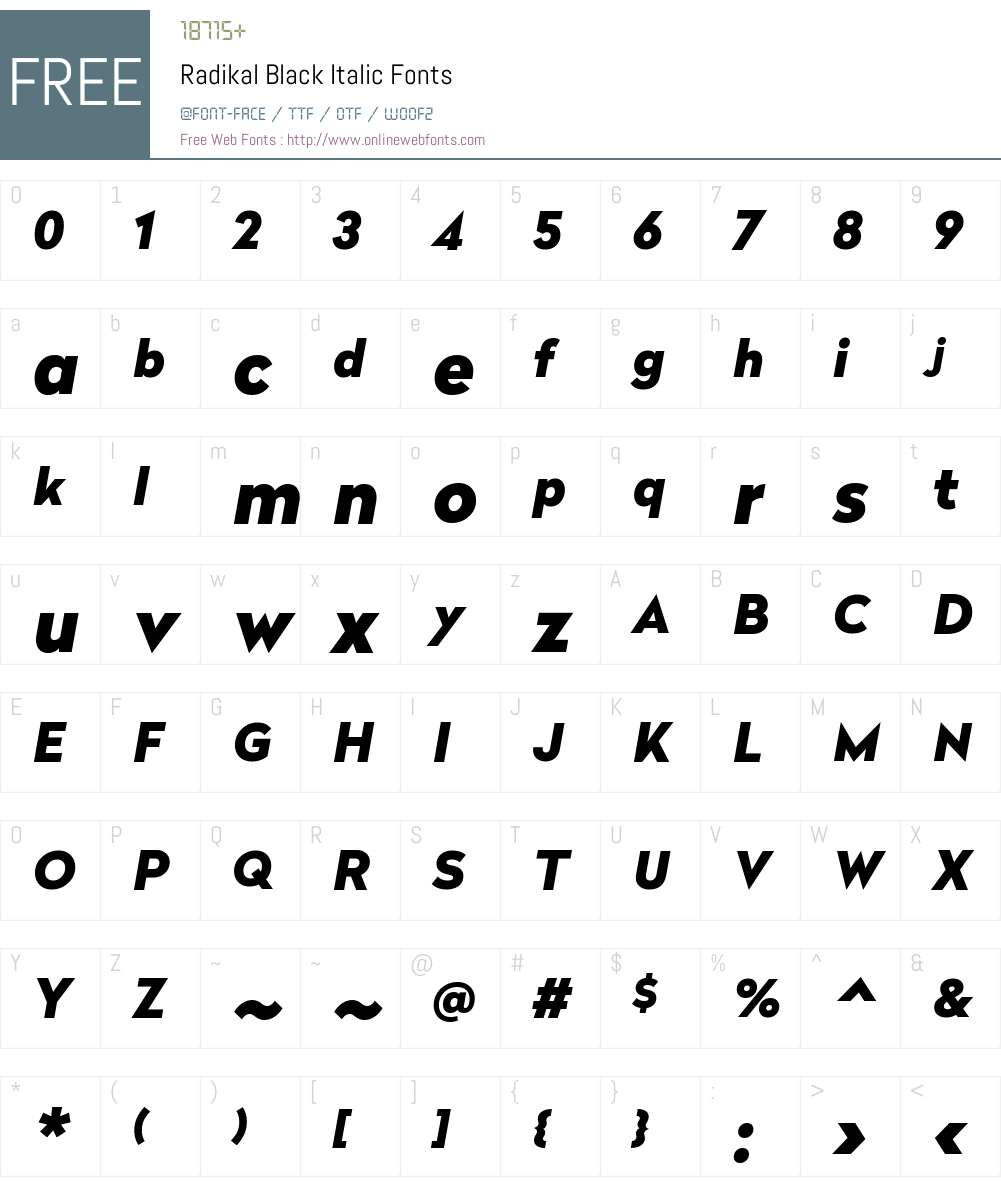 Radikal Black Font Screenshots