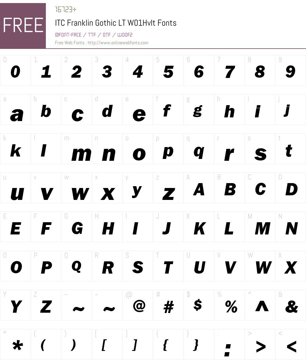 ITCFranklinGothicLTW01-HvIt Font Screenshots