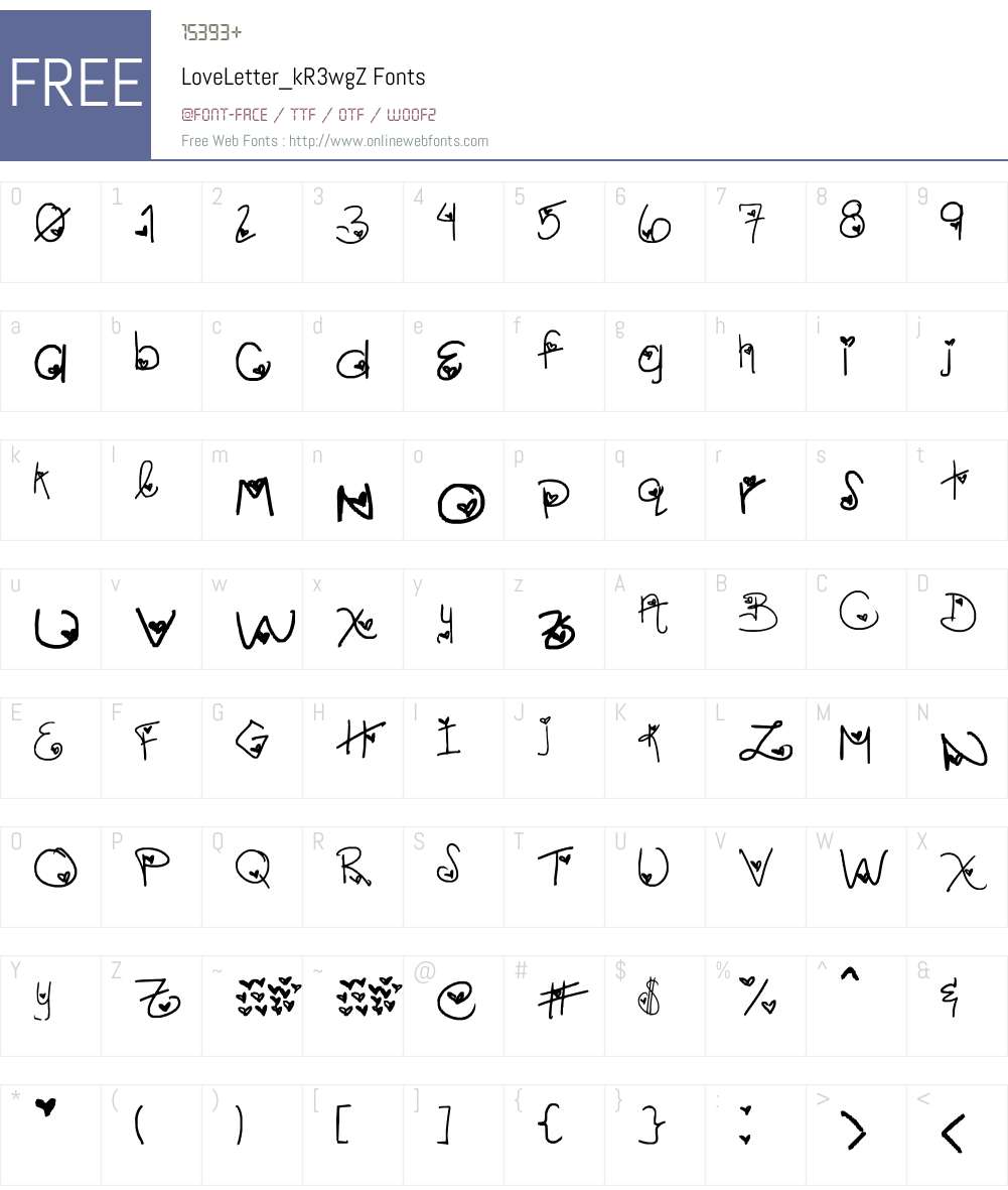LoveLetter_kR3wgZ Font Screenshots