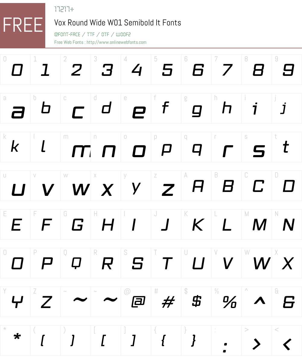 VoxRoundWideW01-SemiboldIt Font Screenshots