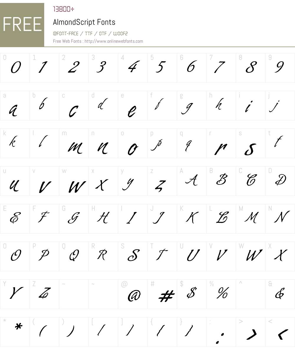 Almond Script Font Screenshots