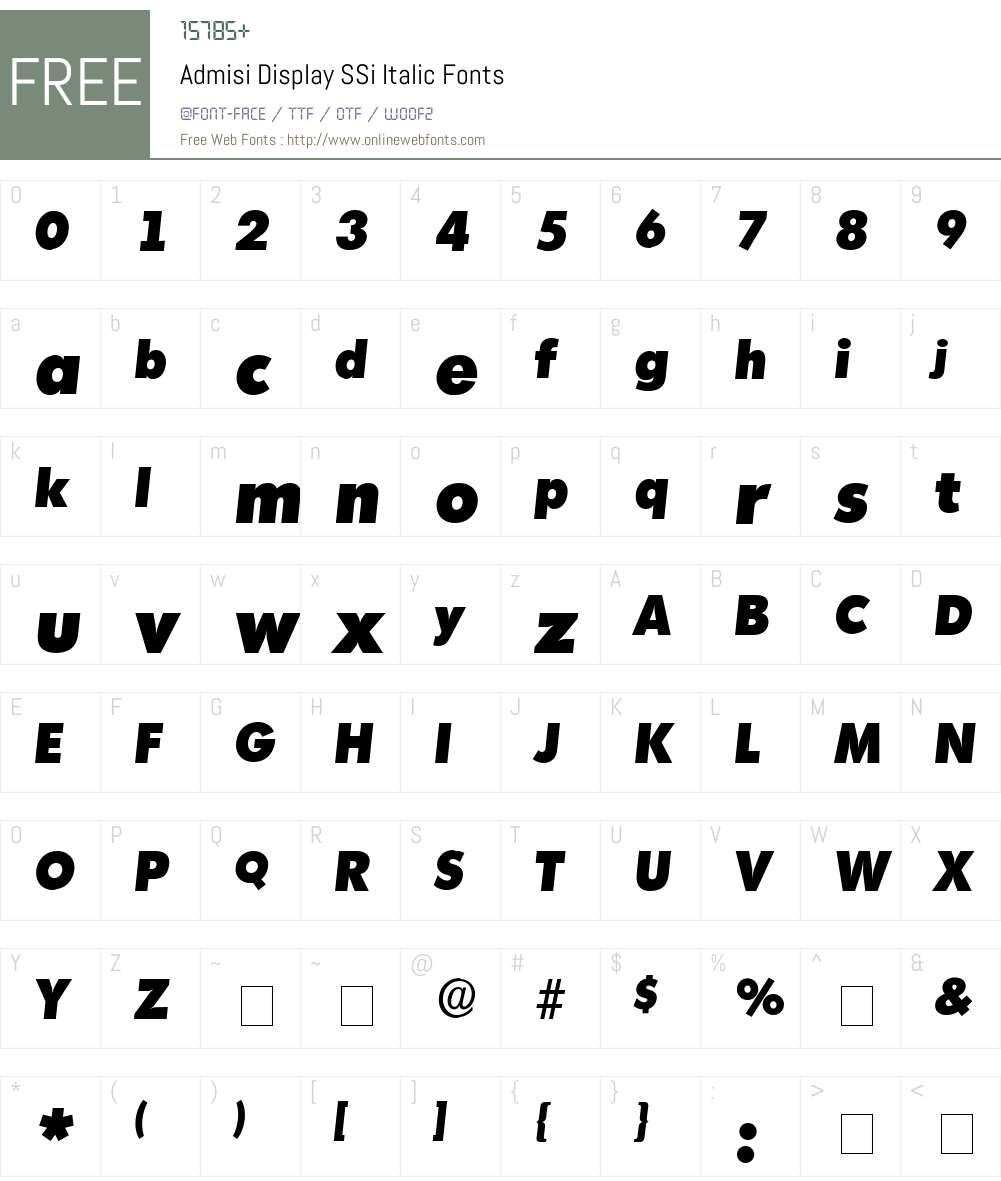 Admisi Display SSi Font Screenshots