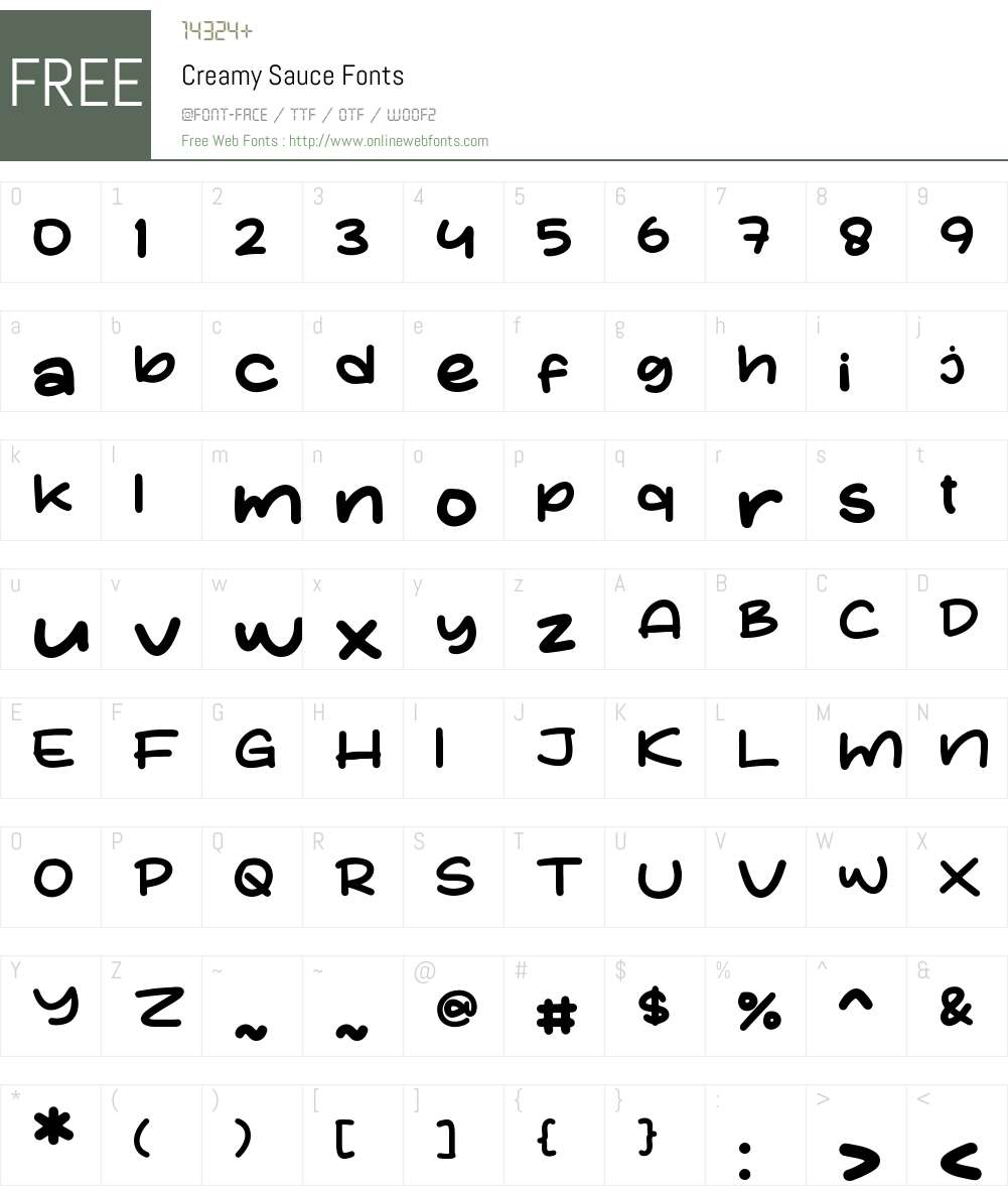 Creamy Sauce 1.00;August 16, 2022;FontCreator 13.0.0.2683 64-bit Fonts ...