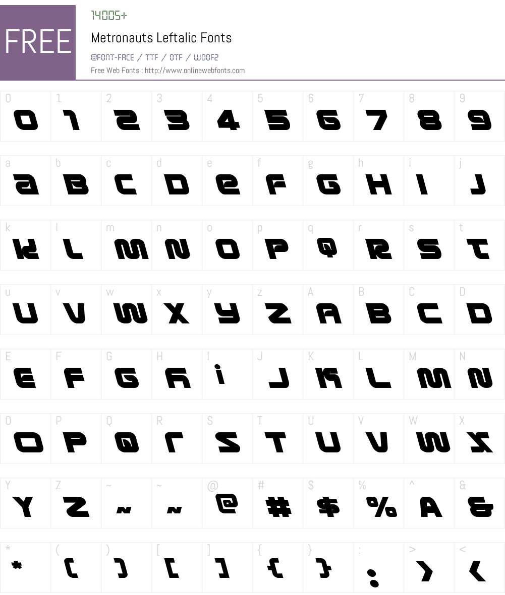 Metronauts Leftalic Font Screenshots
