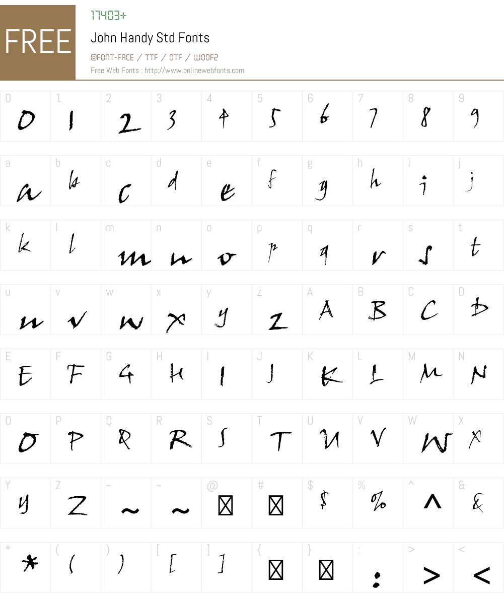 John Handy Std Font Screenshots
