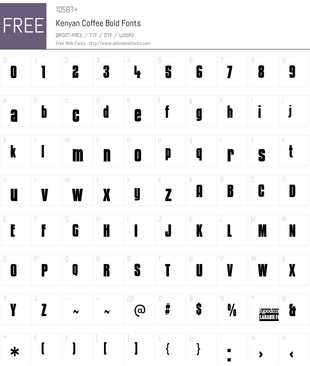 Kenyan Coffee Font Screenshots