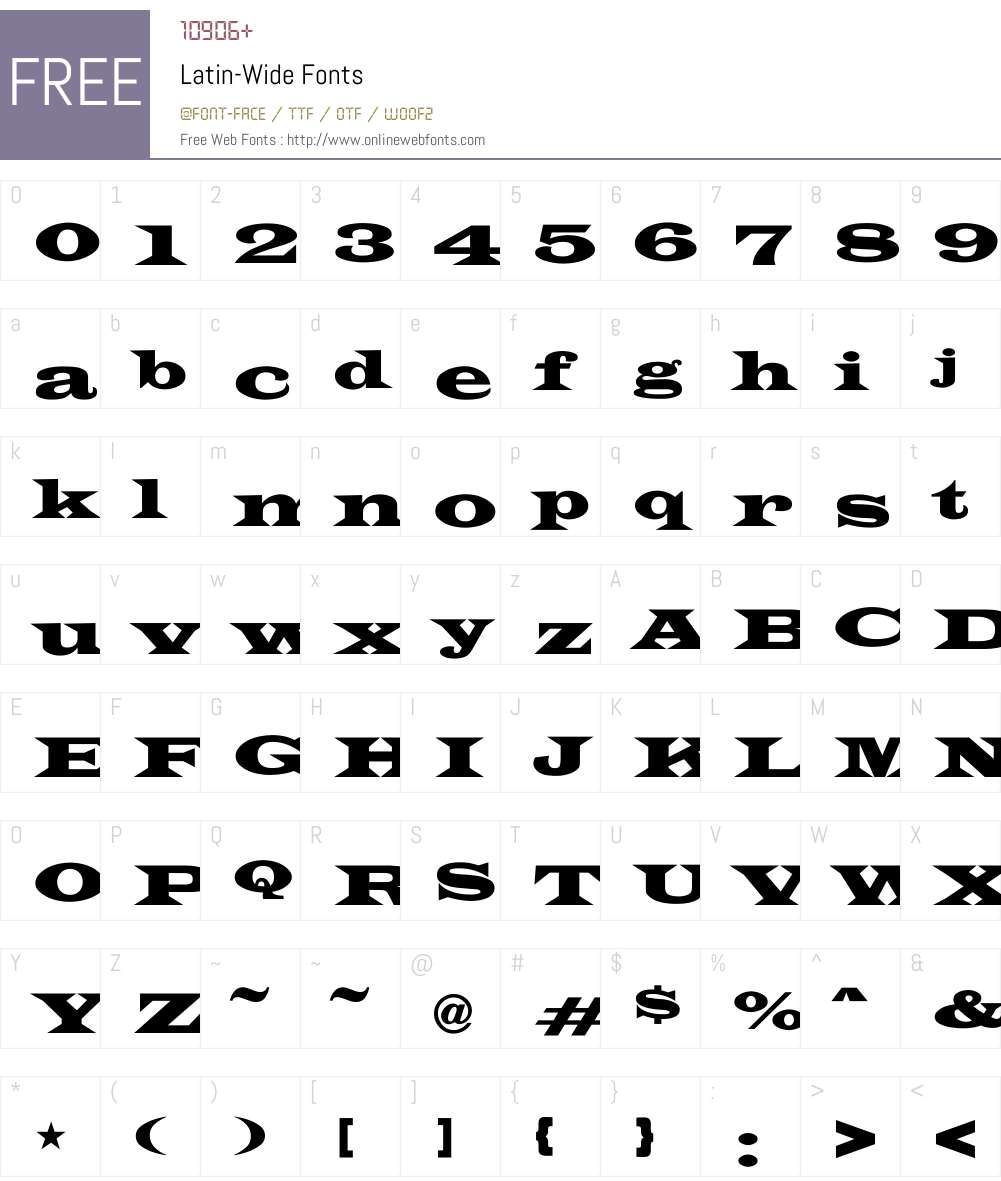Latin-Wide Font Screenshots