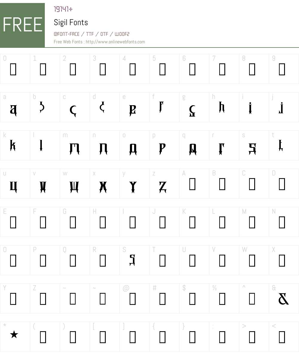 Sigil Font Screenshots