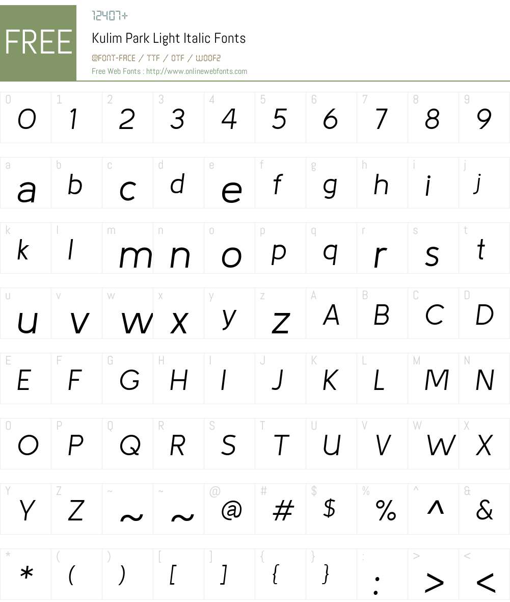 Kulim Park Light Italic 1.000; ttfautohint (v1.8.3) Fonts Free Download ...