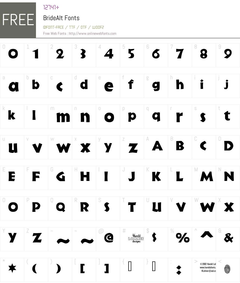BrideAlt Font Screenshots