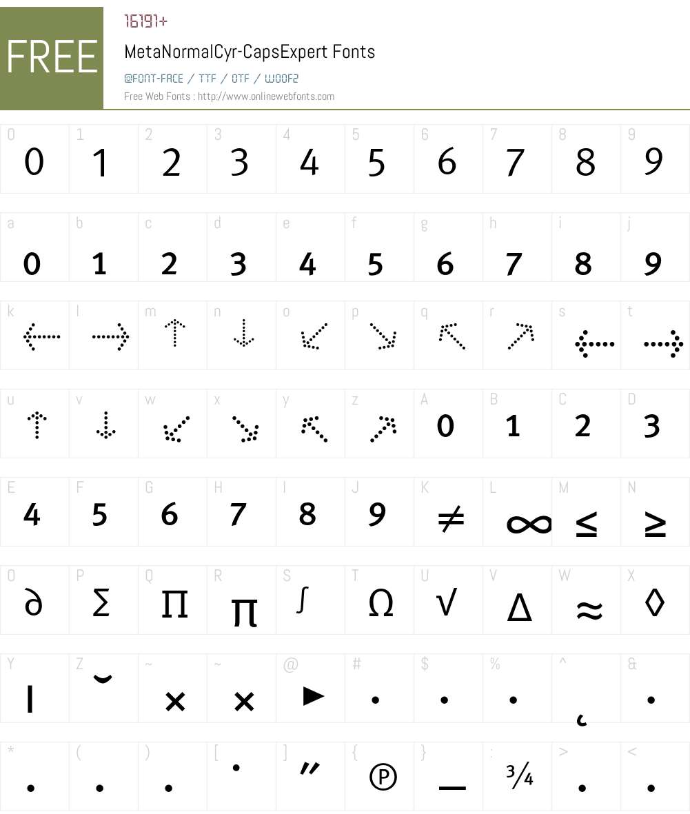 MetaNormalCyr-CapsExpert Font Screenshots