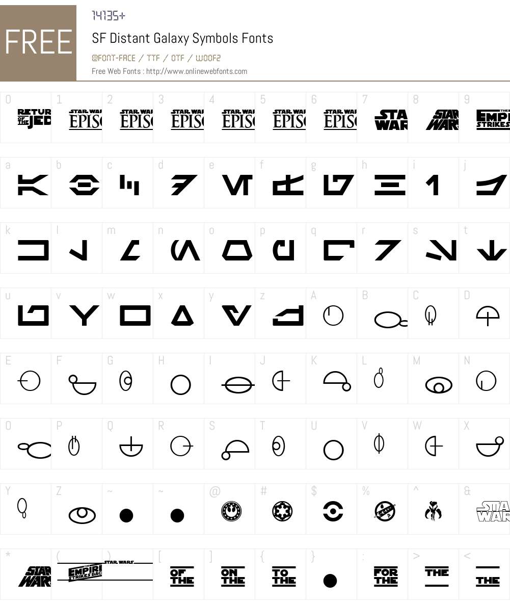 SF Distant Galaxy Symbols Font Screenshots