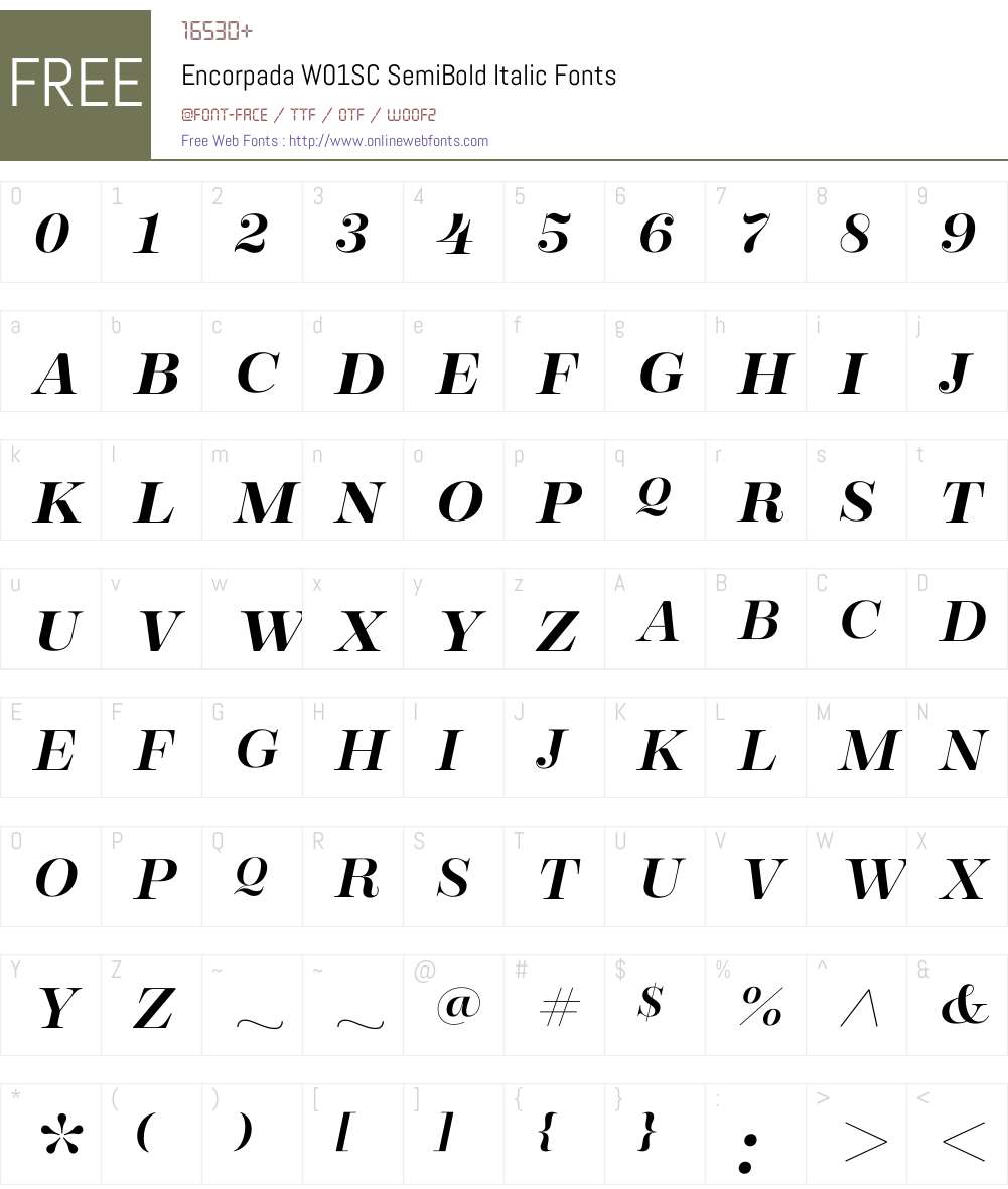EncorpadaW01SC-SemiBoldIt Font Screenshots