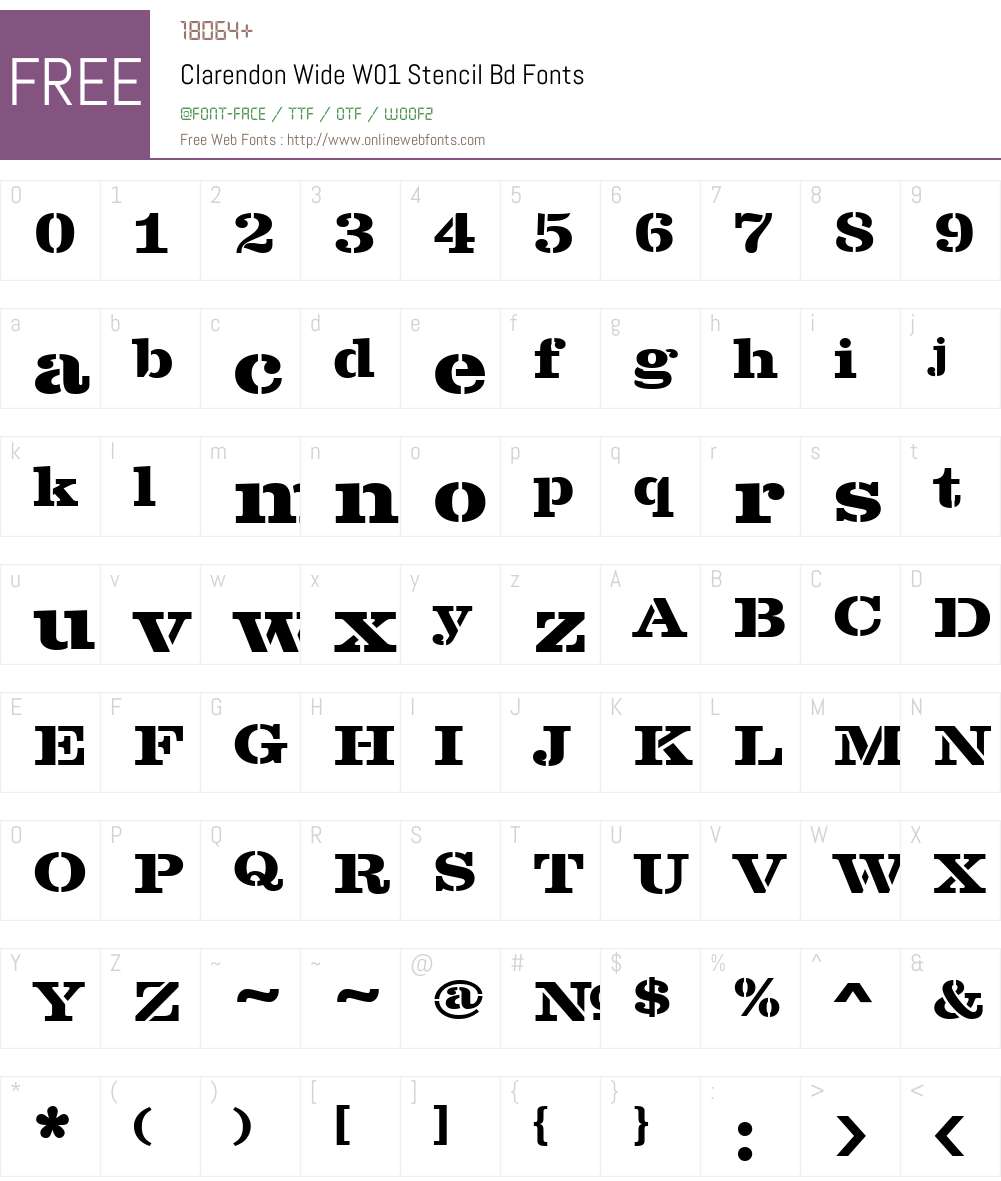 ClarendonWideW01-StencilBd Font Screenshots