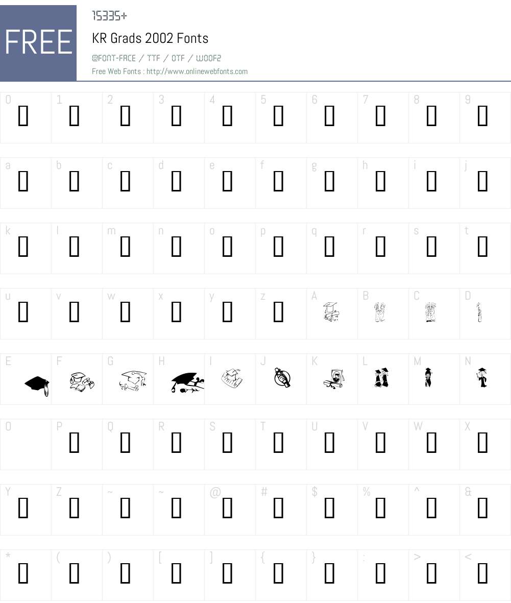 KR Grads 2002 Font Screenshots