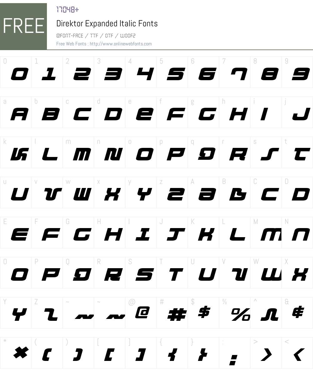 Direktor Expanded Italic Font Screenshots