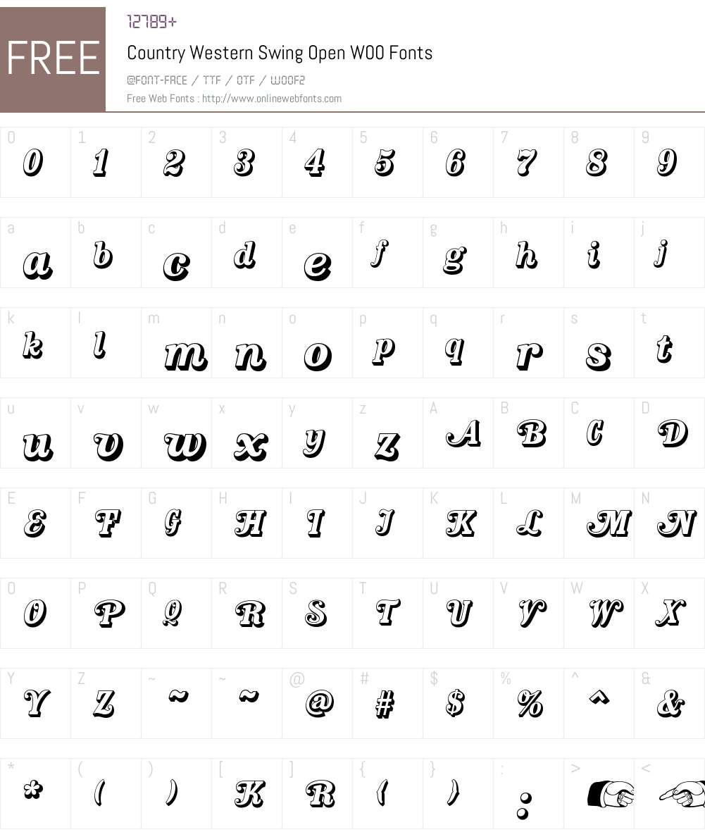 CountryWesternSwingOpenW00 Font Screenshots