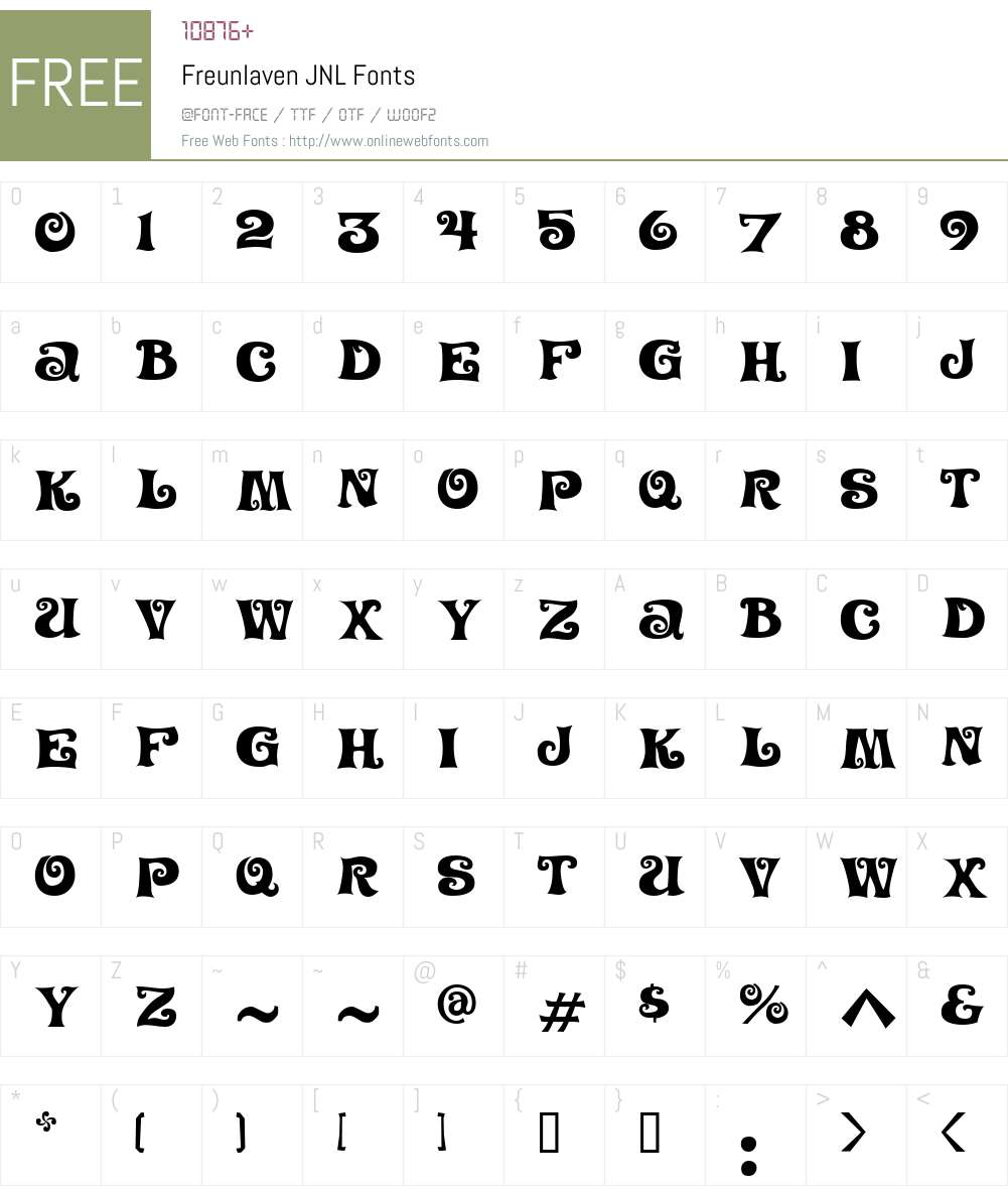 FreunlavenJNL Font Screenshots