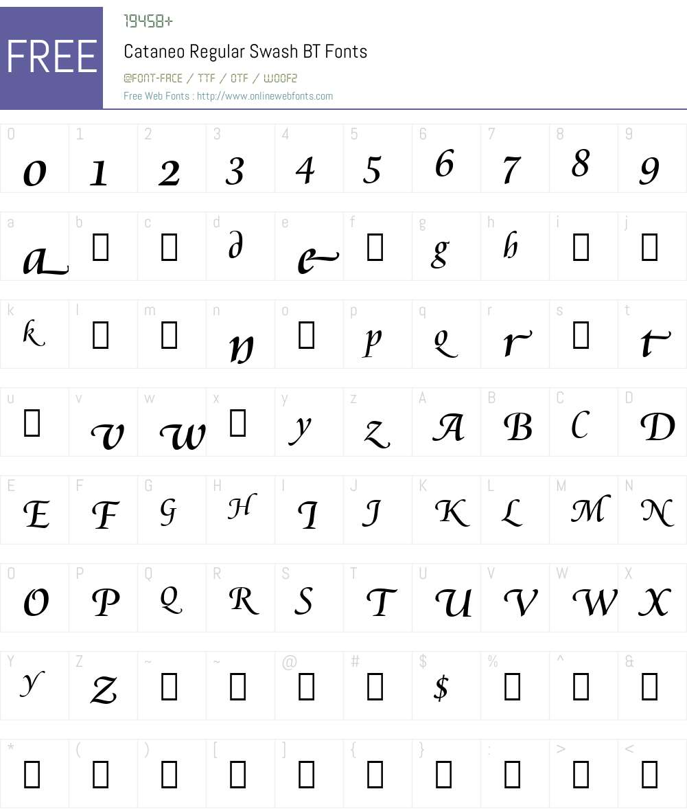 Cataneo Swash BT Font Screenshots