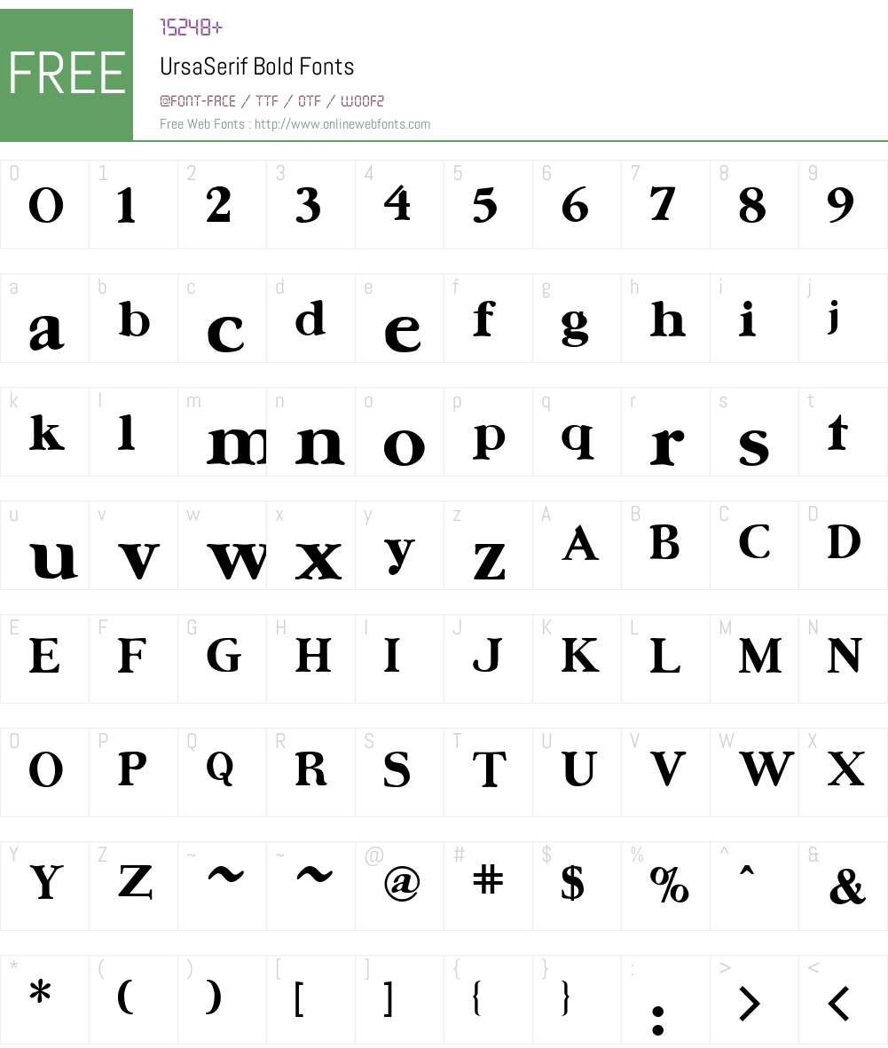 UrsaSerif Font Screenshots