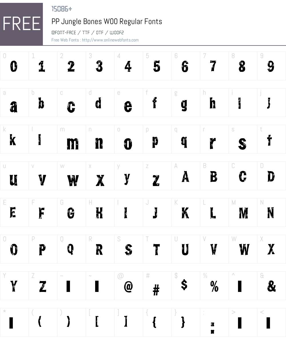 PPJungleBonesW00-Regular Font Screenshots
