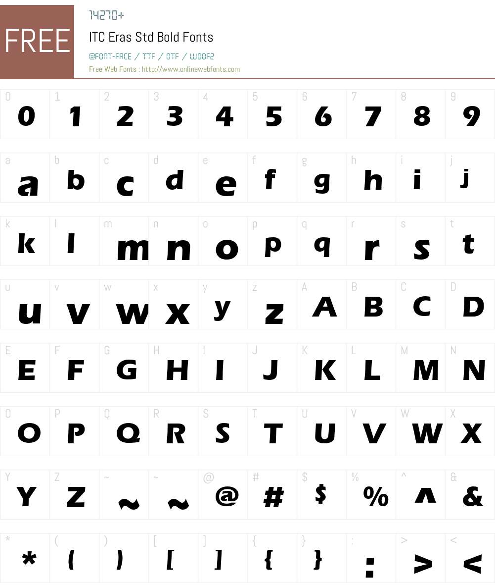 ITC Eras Std Font Screenshots
