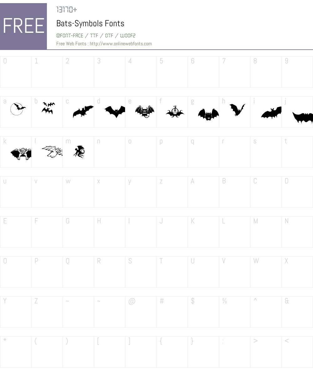 Bats-Symbols 1.0 Fonts Free Download - OnlineWebFonts.COM