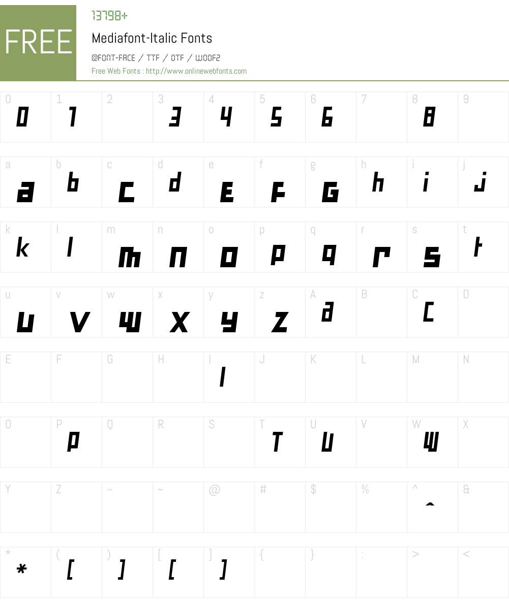Mediafont-Italic Font Screenshots
