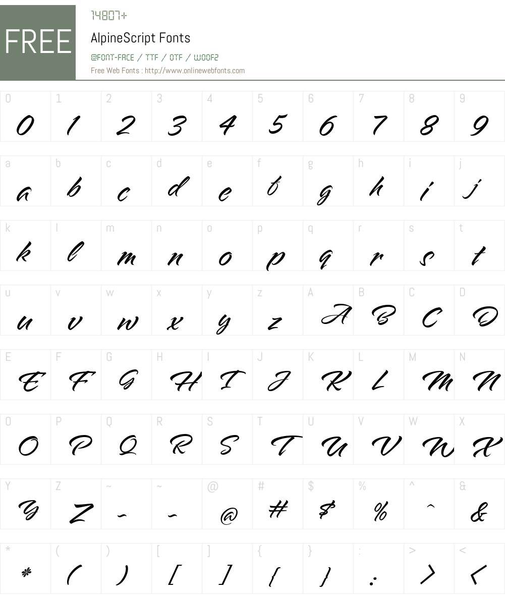 AlpineScript Font Screenshots