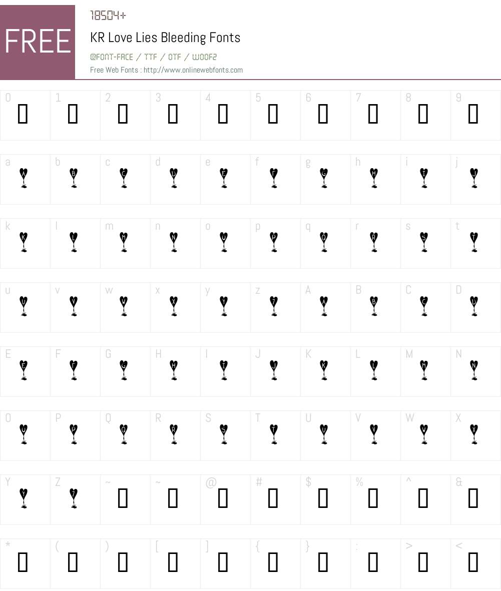 KR Love Lies Bleeding Font Screenshots