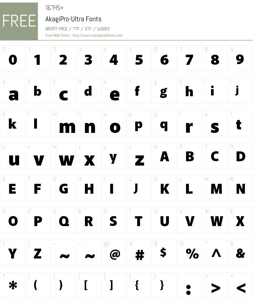 AkagiPro-Ultra Font Screenshots