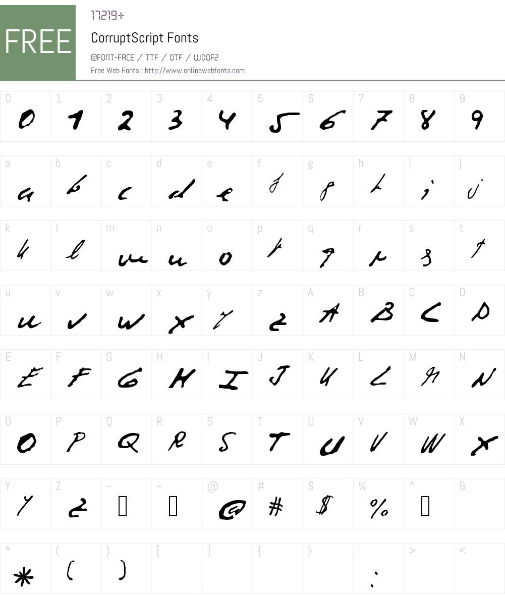CorruptScript Font Screenshots