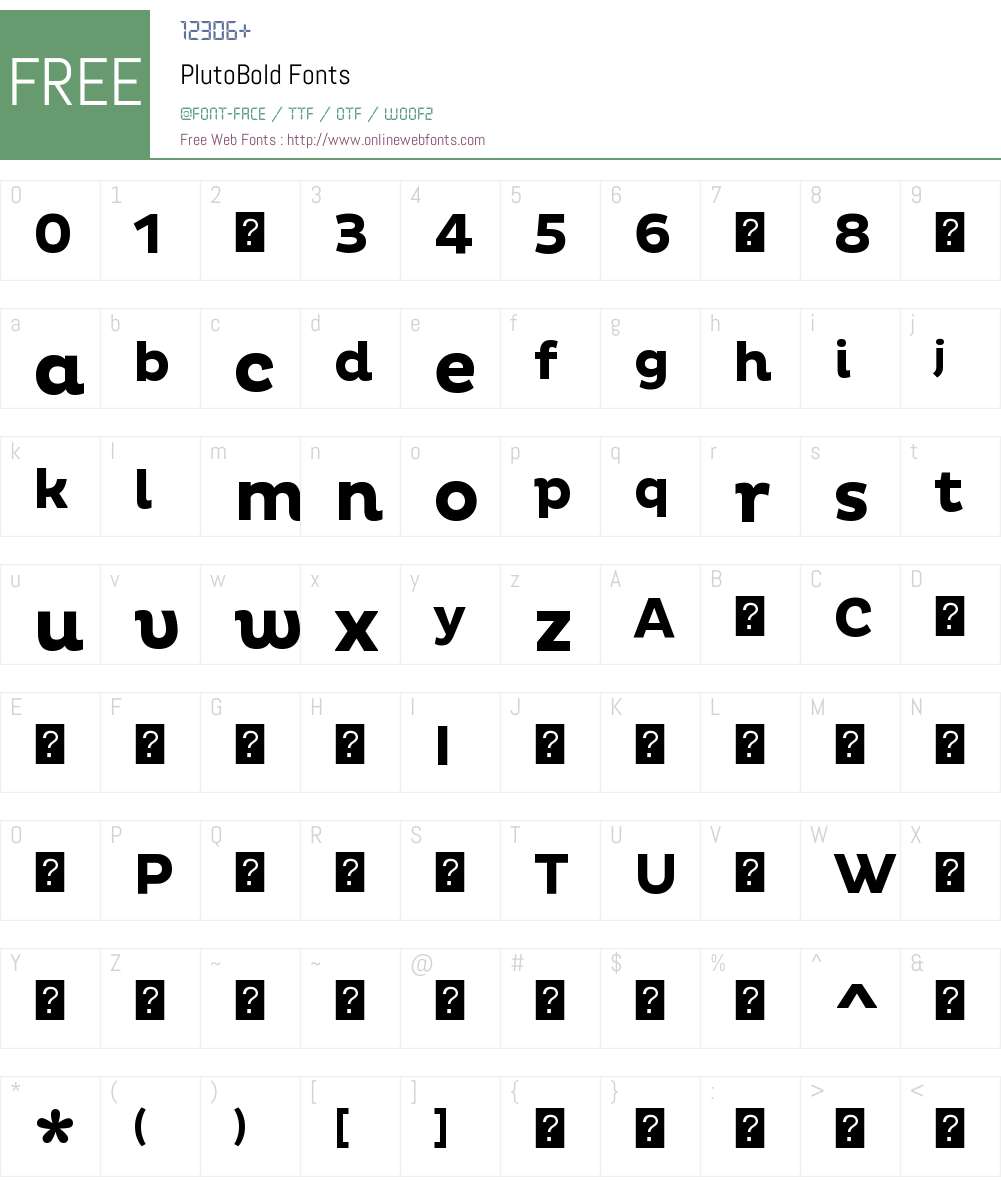 PlutoBold Font Screenshots
