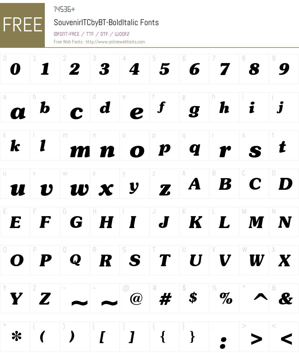 ITC Souvenir Font Screenshots