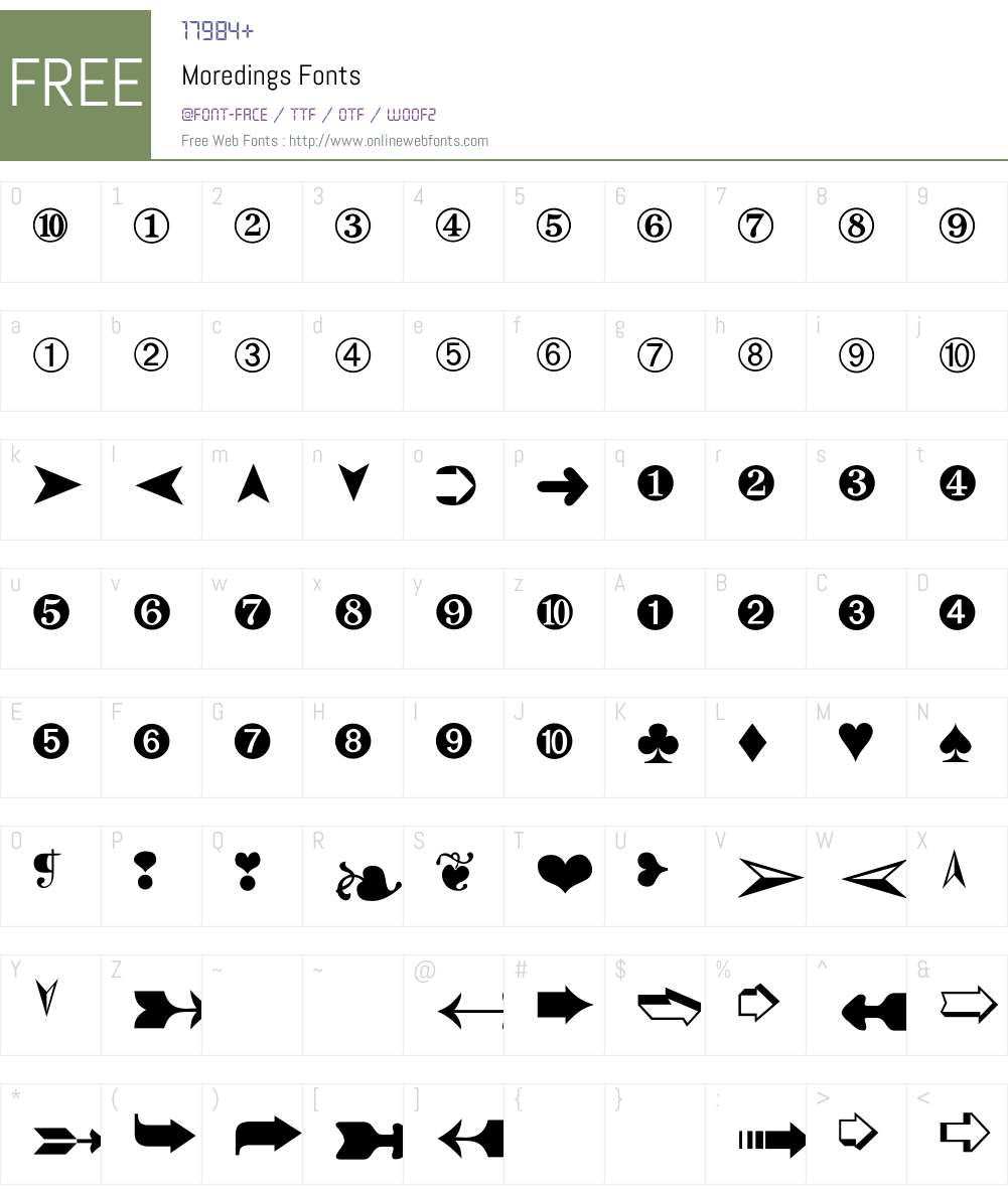 Moredings Font Screenshots