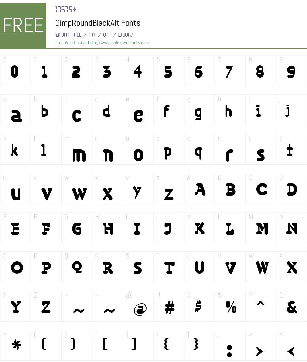GimpW00-RoundBlackAlt Font Screenshots