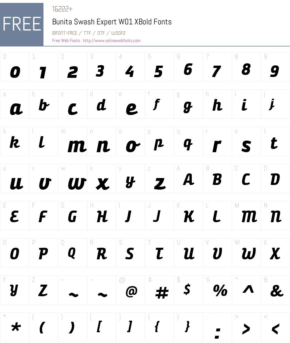 BunitaSwashExpertW01-XBold Font Screenshots