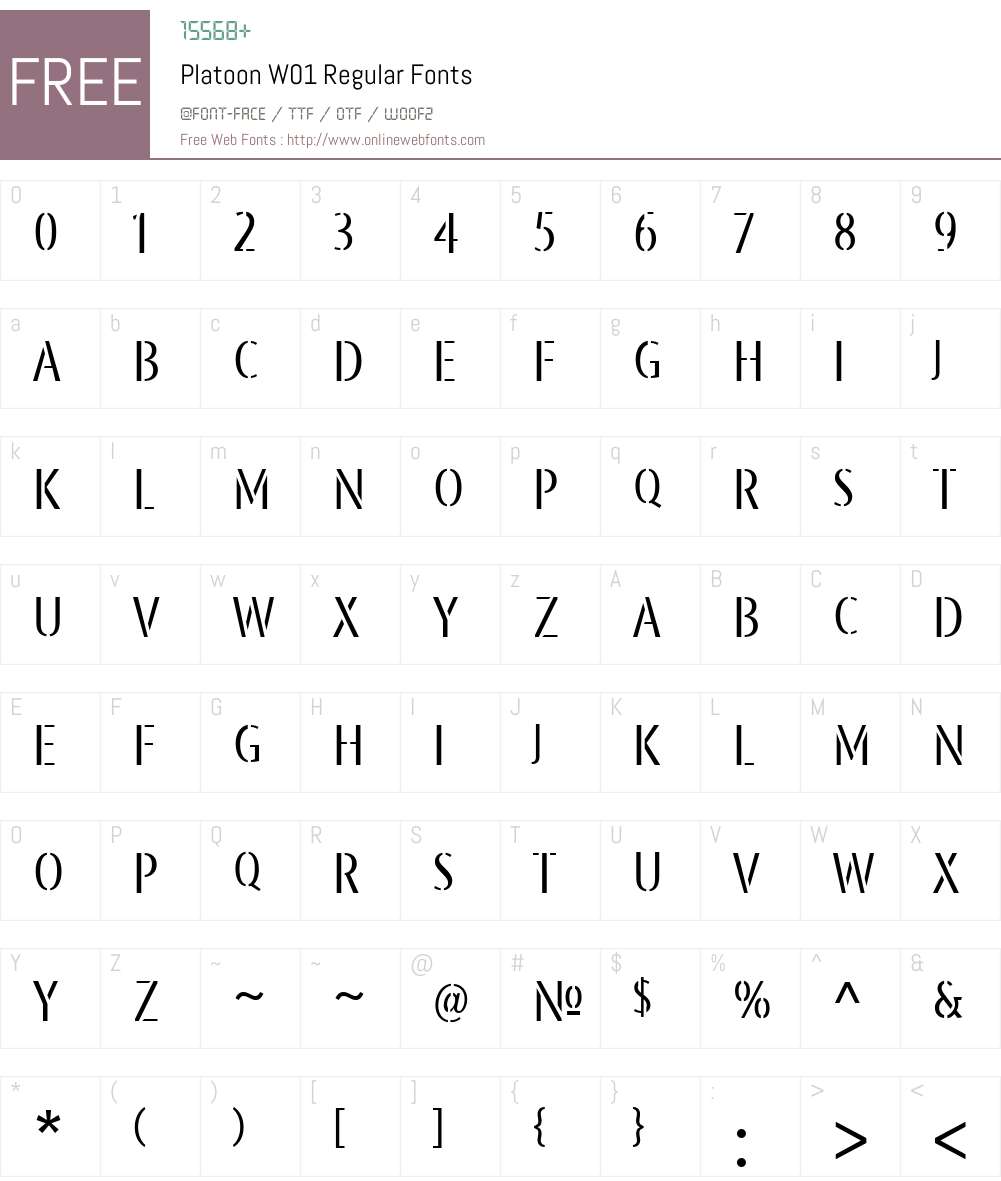 PlatoonW01-Regular Font Screenshots