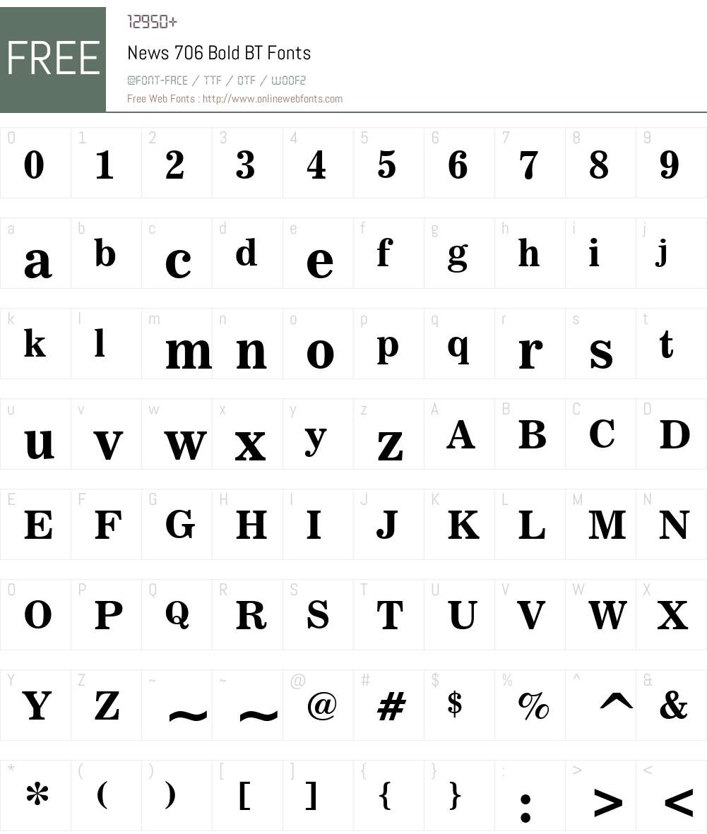 News706 BT Font Screenshots