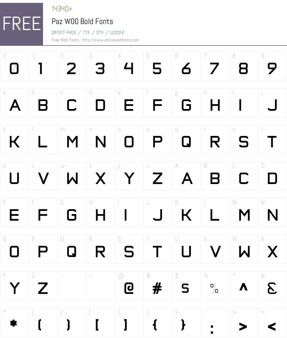 PazW00-Bold Font Screenshots
