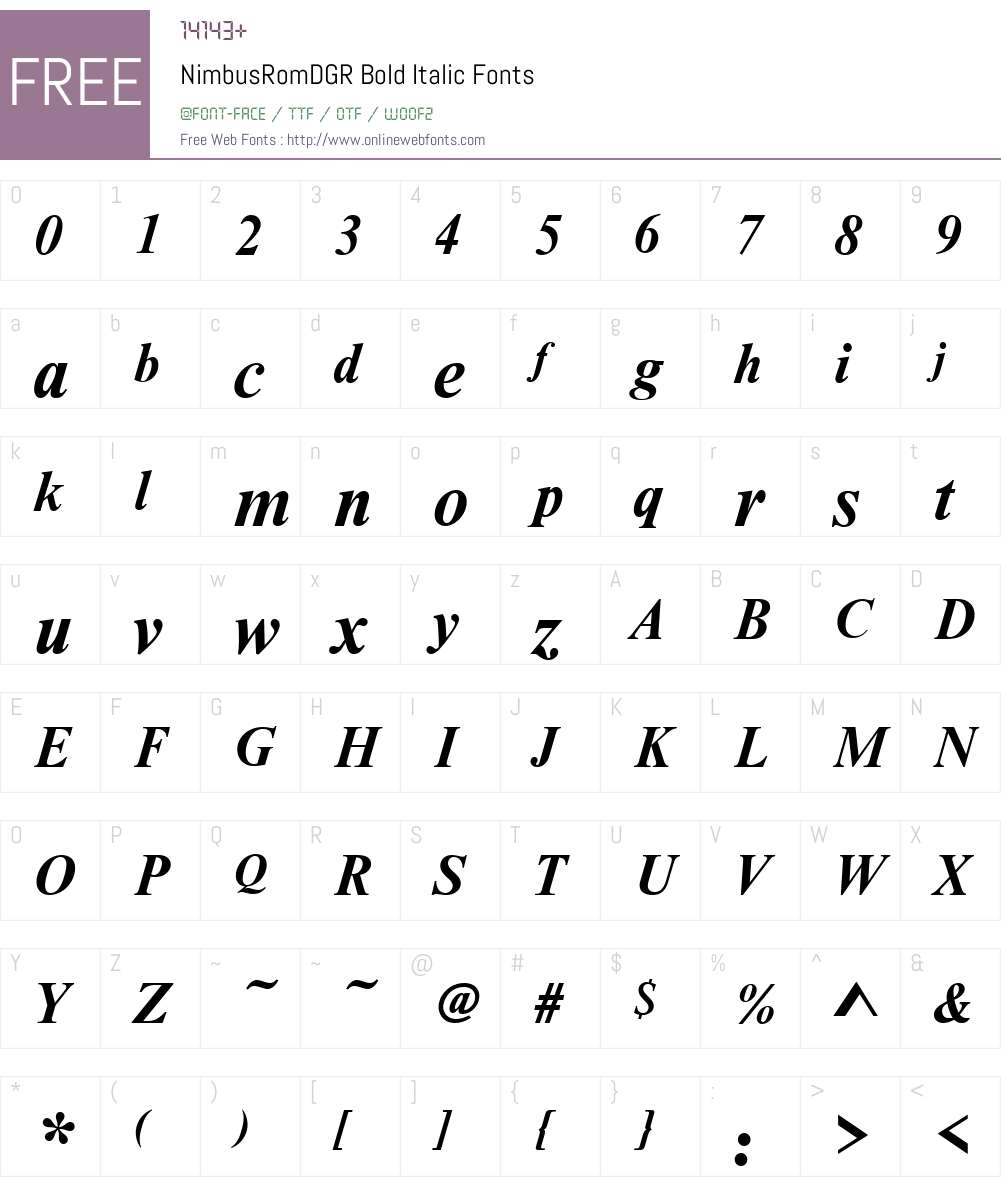 NimbusRomDGR Font Screenshots