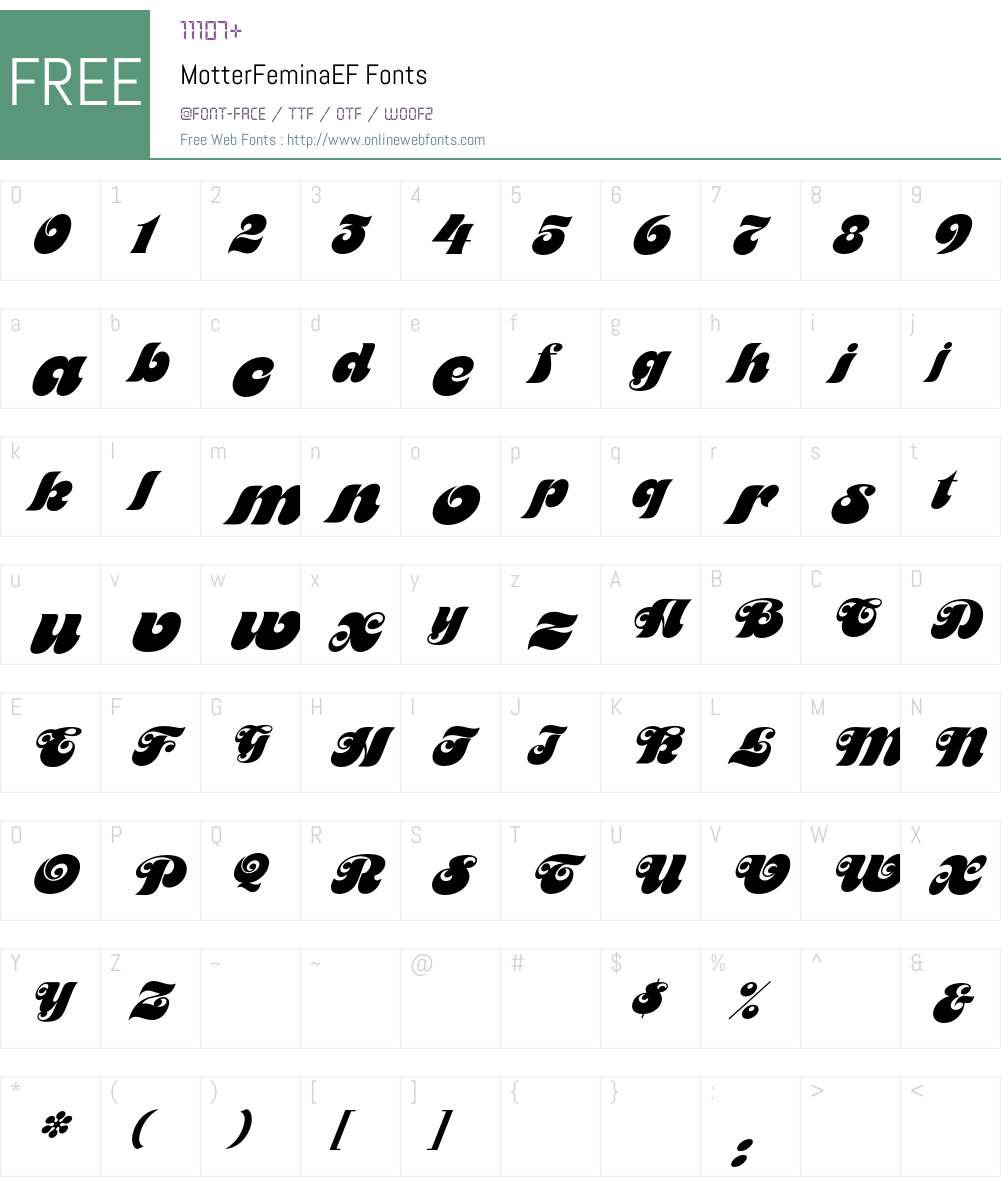 MotterFeminaEF Font Screenshots