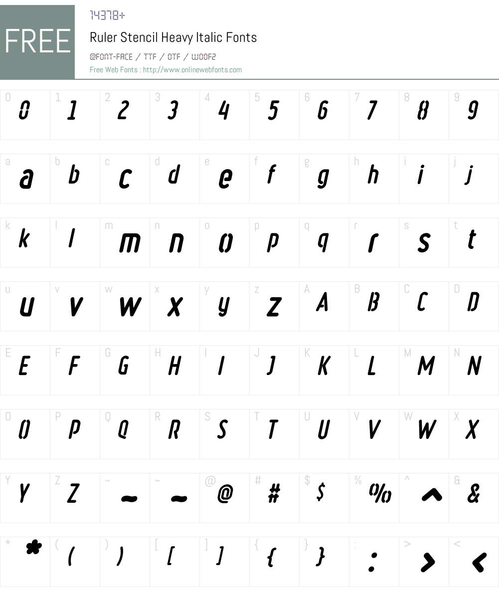 Ruler Stencil Heavy Italic 2.32 November 26, 2016 Fonts Free Download ...