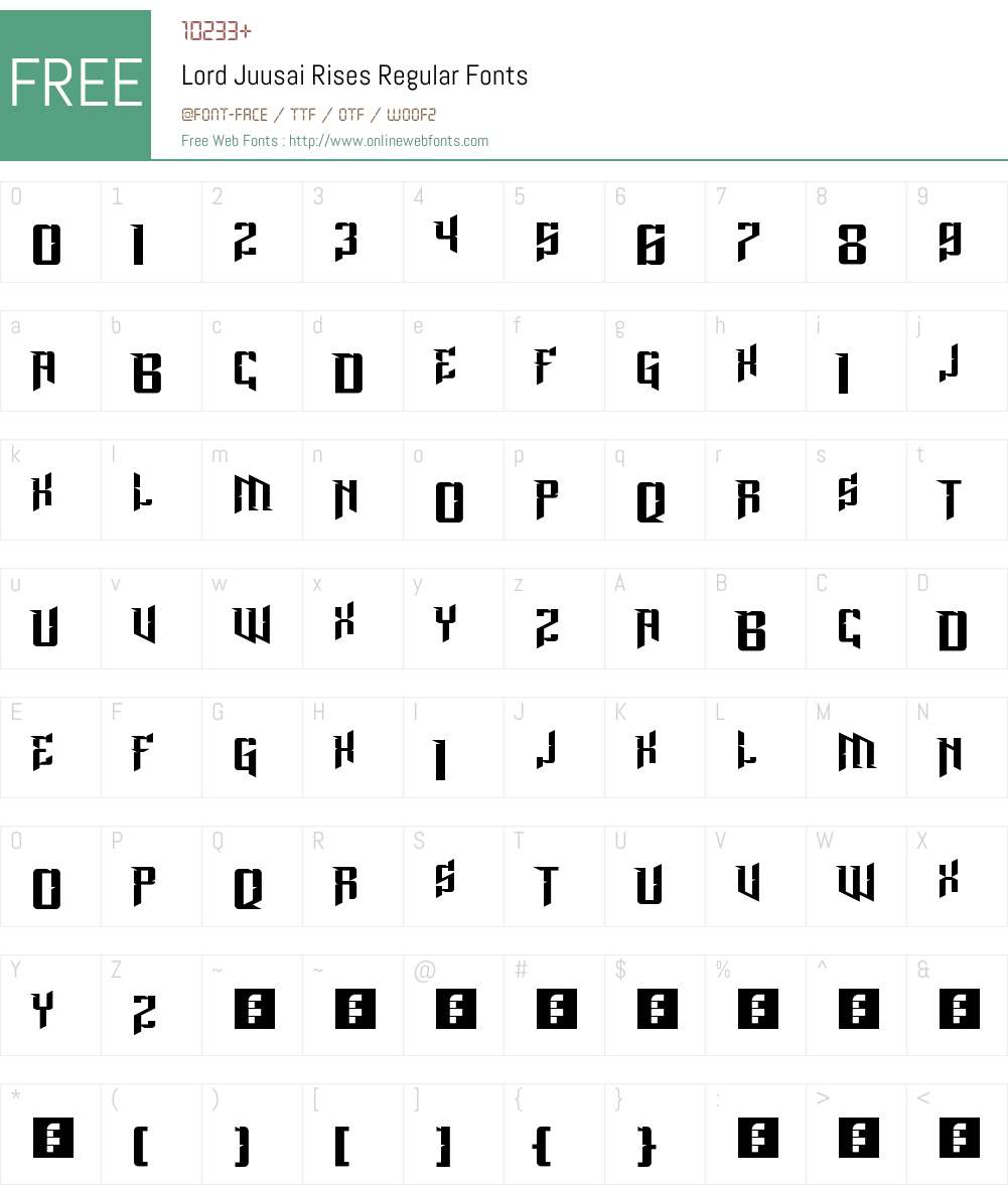 Lord Juusai Rises Font Screenshots