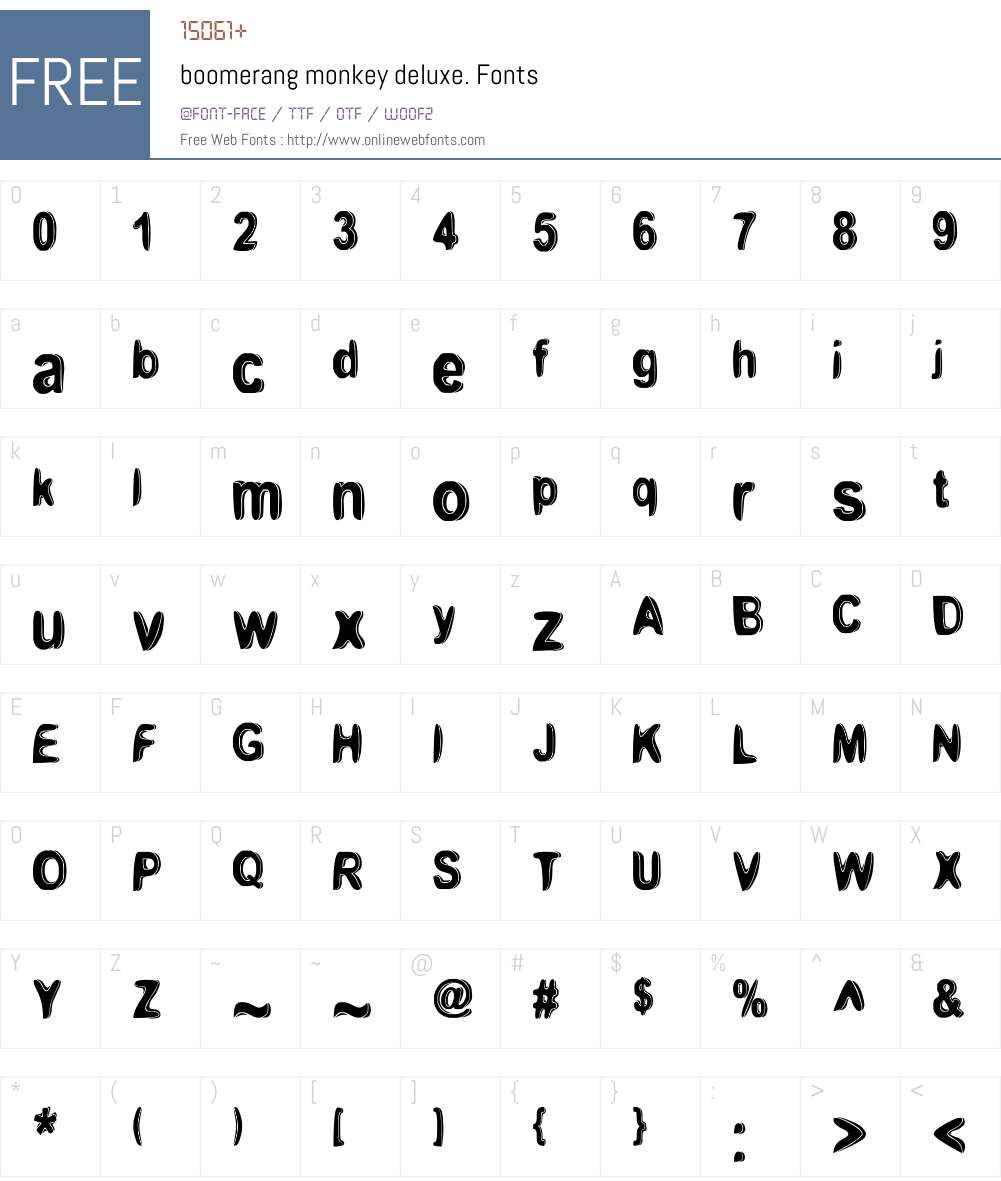boomerang monkey deluxe. Font Screenshots