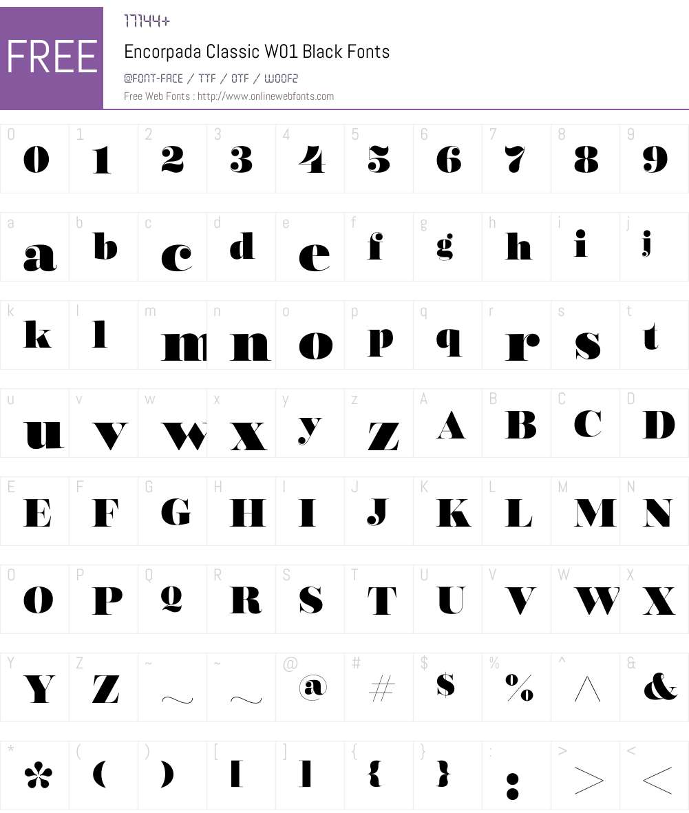 EncorpadaClassicW01-Black Font Screenshots