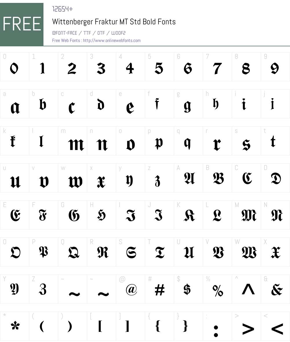 Wittenberger Fraktur MT Std Font Screenshots