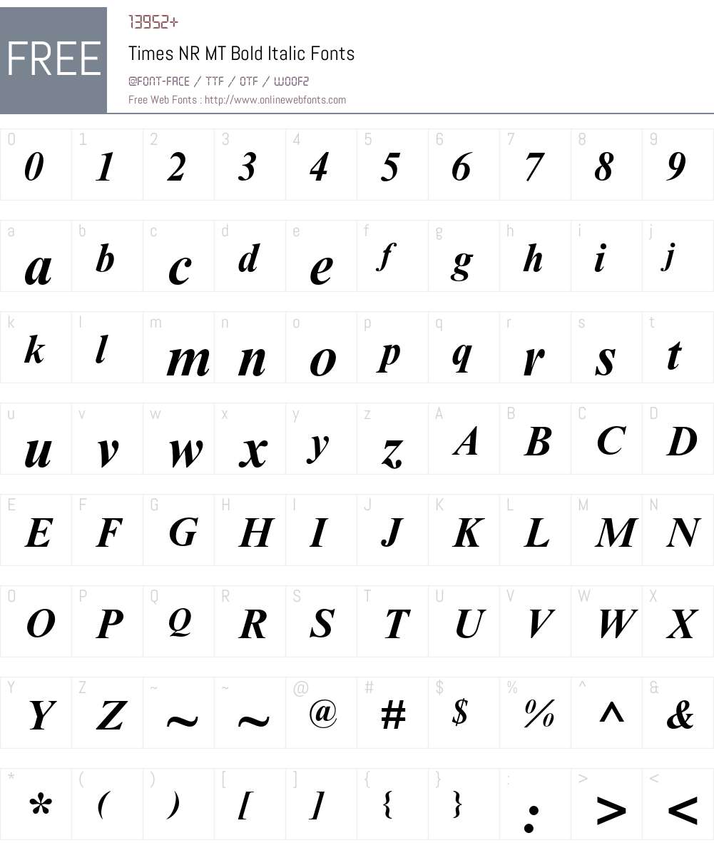 Times NR MT Font Screenshots