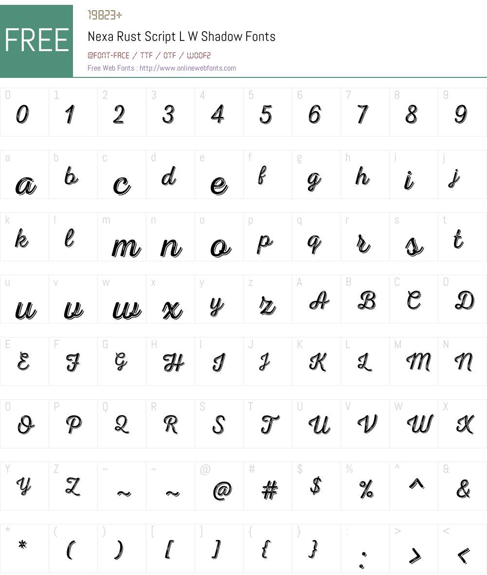 NexaRustScriptLW-Shadow Font Screenshots